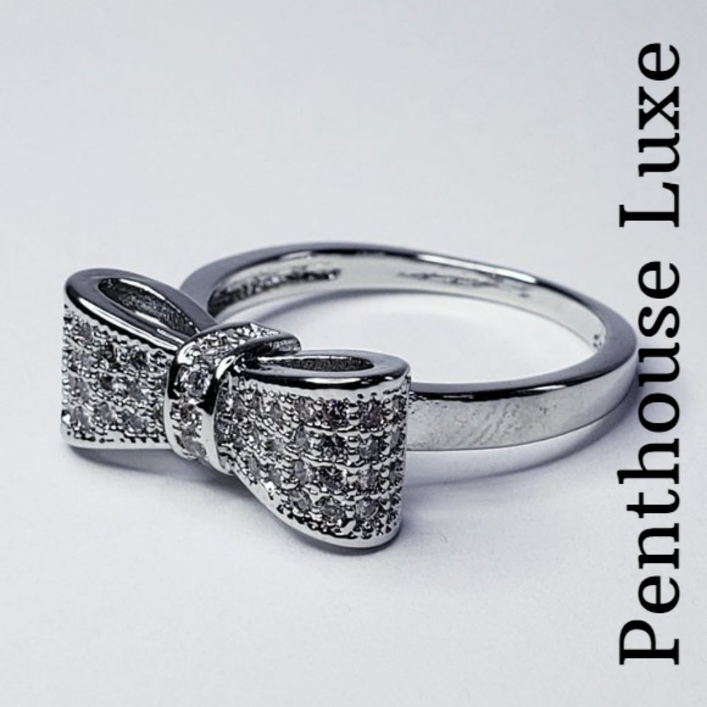 Micro Paved Silver Bow Ring - Picture 2 of 5